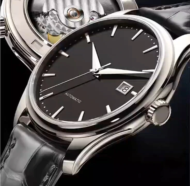 OEM watch factory from Shenzhen of China silver 316L stainless steel automaic machine watch window back case best quality men watch factory Fashion Business Men Wrist Watch 1