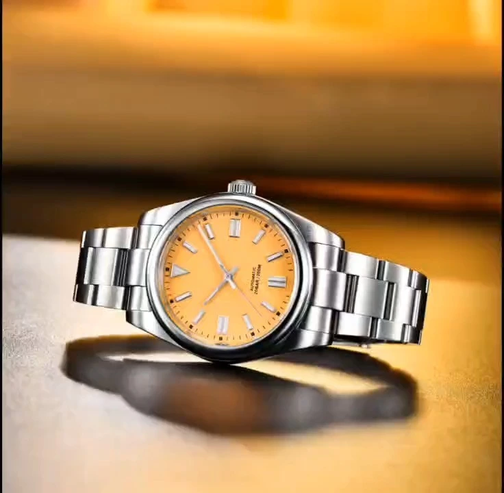 Seiral Brand 40MM Stainless Steel Simple Design Orange Dial NH35 Automatic Movement Mens 200m Waterproof Dive Watch Montre 1