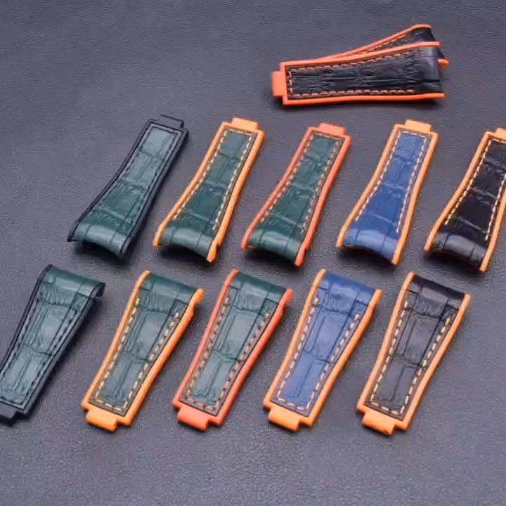 OEM watch strap factory silicone strap OEM ODM watch strap black silicone add line straps strap factory   Silicone strap is the most popular and fashionable silicone watch strap. 1
