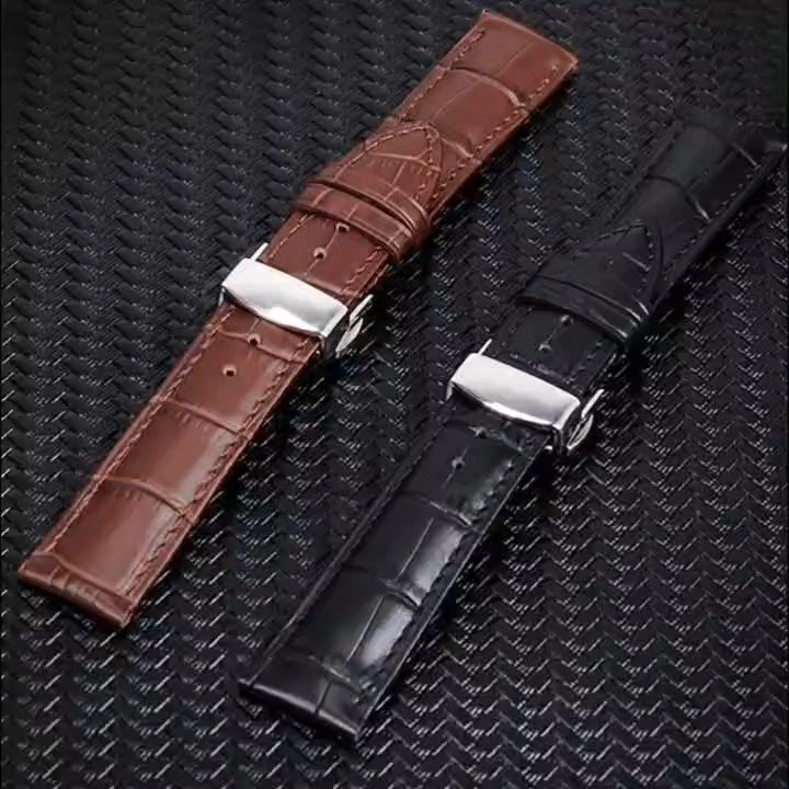 High quality original Italy learther watch strap brown and black cowhide leather strap factroy proofwater leather strap  OEM watch factory Custom Made Watches brown leather strap black leather strap 1