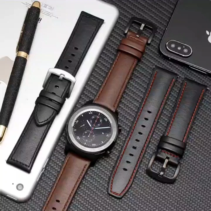 Brown leather strap black leather strap black add red lines leather strap strap factory high quality cowhide strap Watches B2b Wholesale Watch Suppliers professcionWatches Wholesale oem strap factory 1