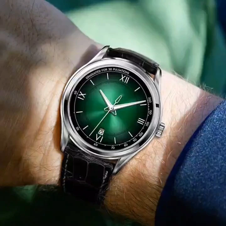 High qulity green luminous dial simple dial Itlay leather cowdile strap watch company china watch factory men automaic mechanica stainless steel watch factroy 1