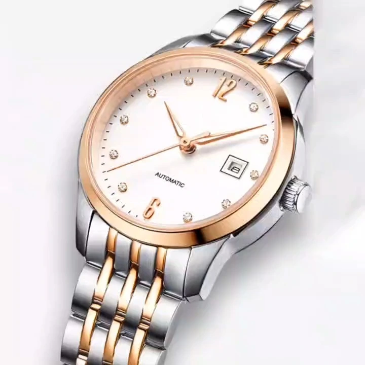 Diamond dial women stainless steel automaic mechanical watches rpse gold daly watch automaic watch factory supplire oem automaic mechanical men watch best price men watches from shenzhen of China 1