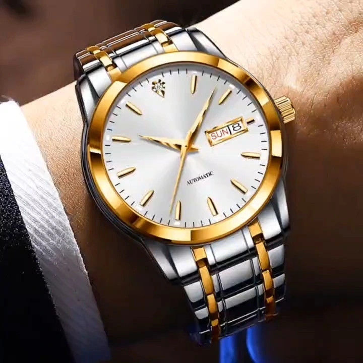 High quality men automaic mechanical stainless steel watches shenzhen watch factory of China stainless steel strap fashion mechanical men watches watch supplire OEM watch factory 1