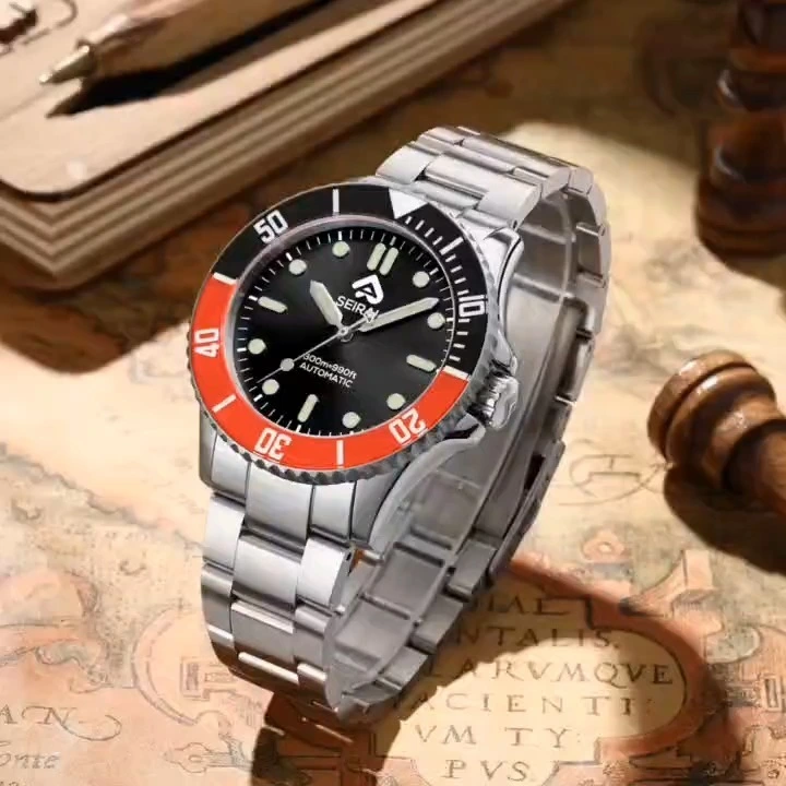 Black sapphire bezel swiss ETA 2824 automaic men stainless steel watch BGW9 blue effect brushed watch case and strainless steel watch shenzhen b2b  watch supplire high quality dive swimming men watch 1