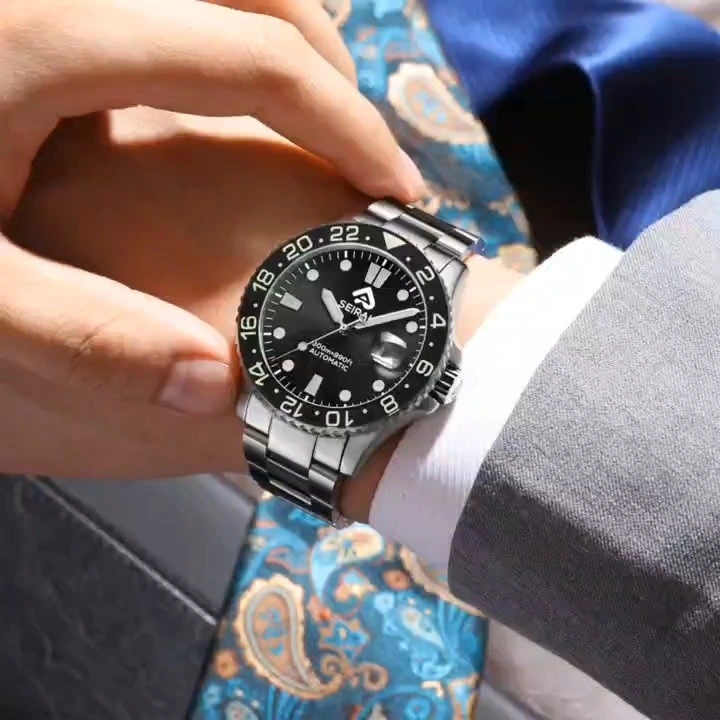 Lowest Moq 50 pcs watches ShenZhen stainess steel men black blackdrowner watch factory high quality super luminous men watch screen platting anycolor for sapphire bezel best price watch factory 1