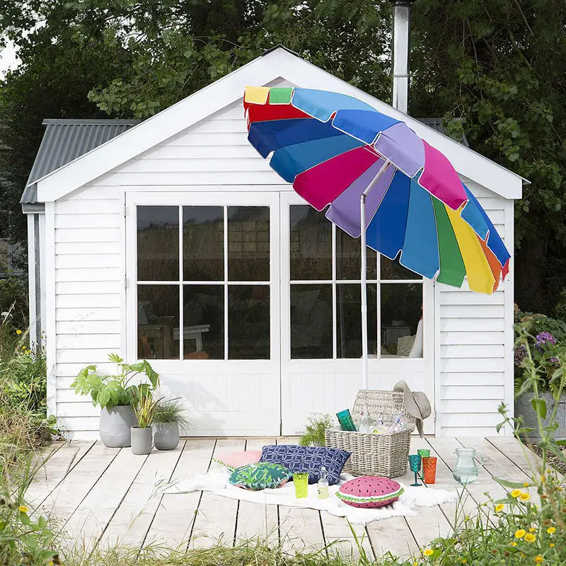 Colorful Rainbow Beach Umbrella with Tilt   BU1939 1