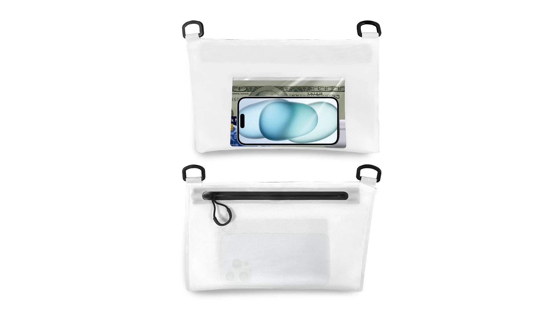야외 스포츠 캠핑 하이킹을위한 휴대용 반투명 Wasit 가방 방수 PVC Crossbody 가방 전화 파우치 드라이 가방 1