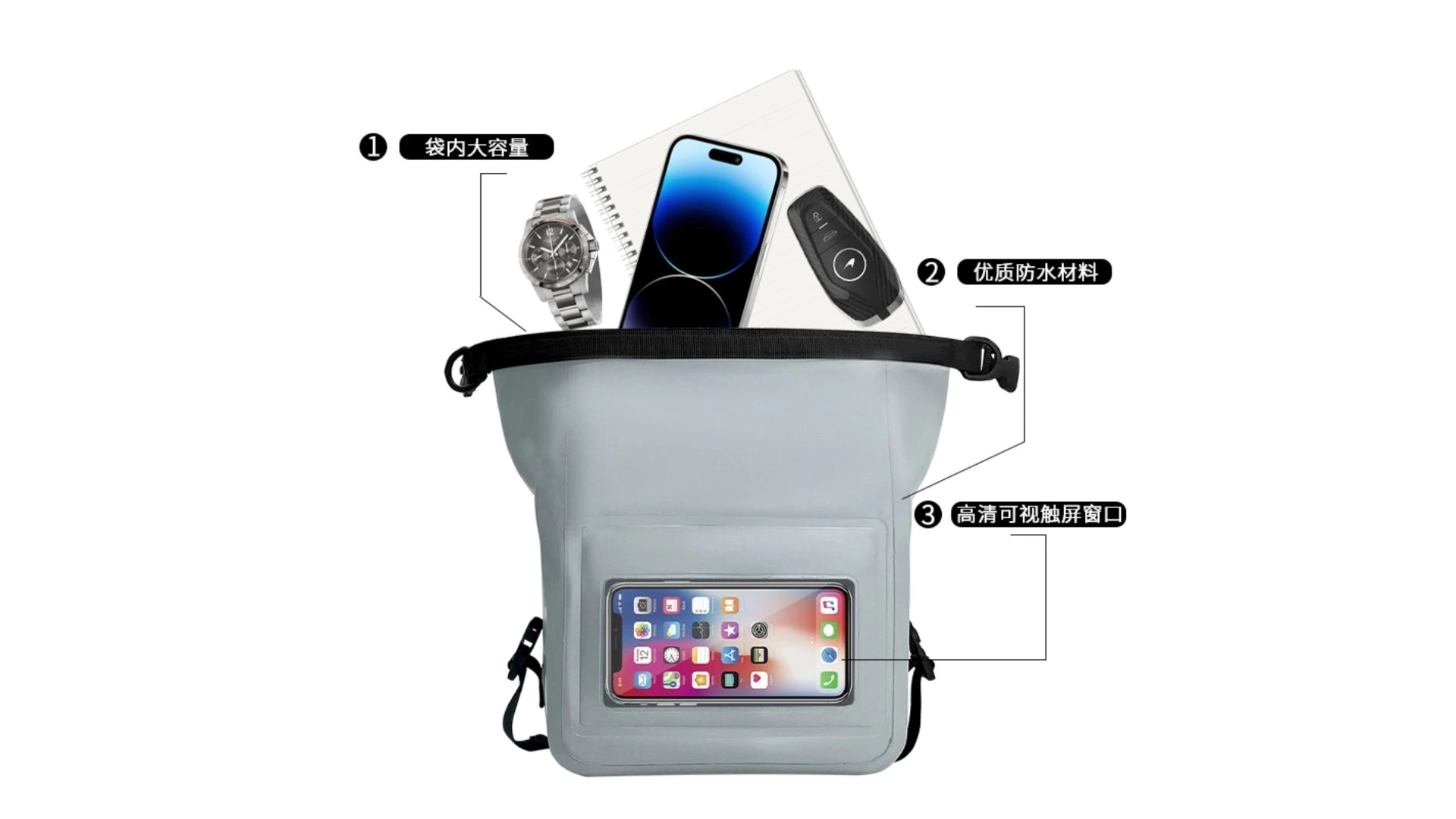 New Hot Selling Crossbody Dry Bag Outdoor PVC Waterproof Phone Bag me ka mana nui 1