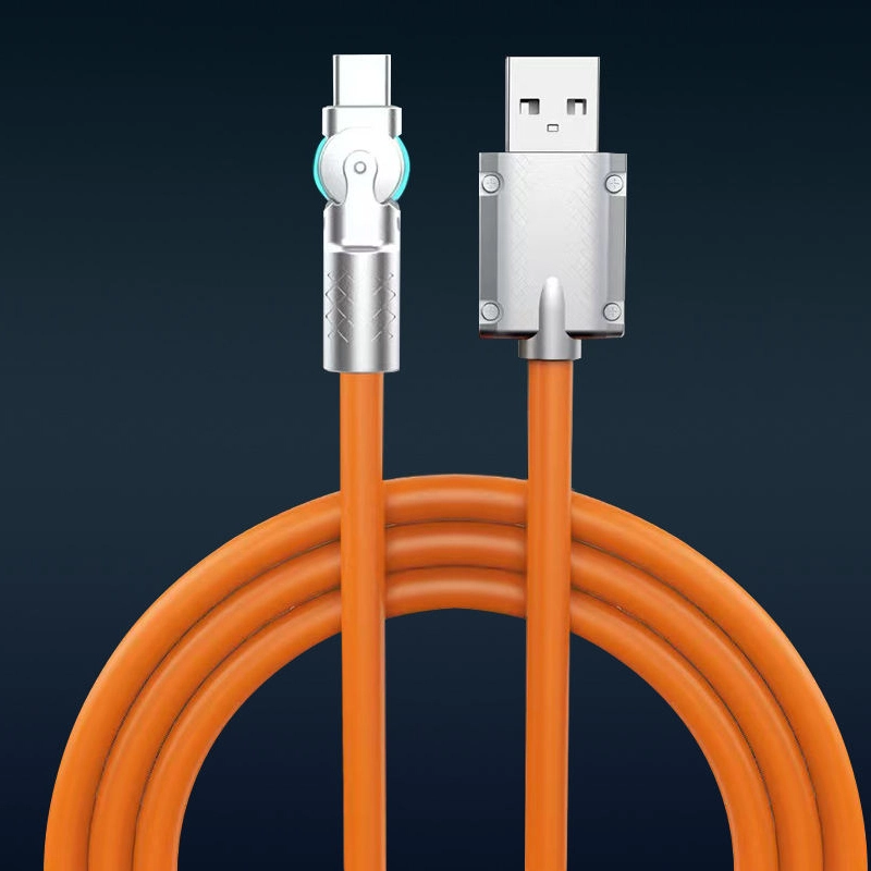 Cavo di ricarica rapida in silicone con conversione da 180 gradi Tecsee da USB-C3.0 a USB-a 1