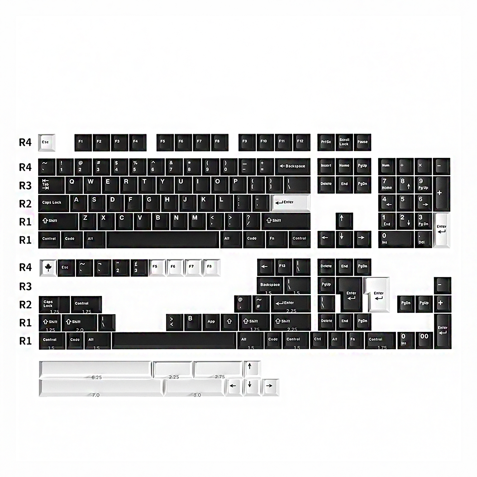 Tecsee ABS Keycaps Cherry Profile Dye Sub Mechanical Gaming Keyboard ...