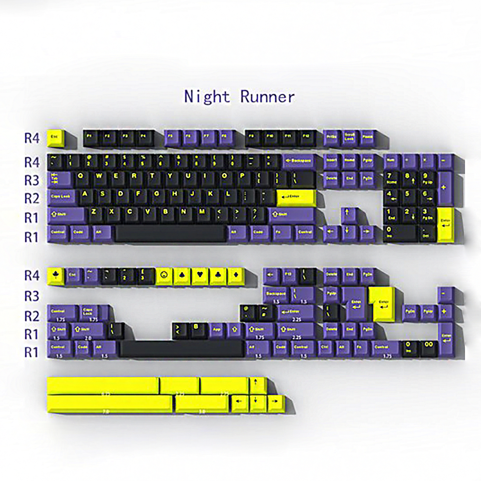 Tecsee ABS Keycaps Cherry Profile Dye Sub Mechanical Gaming Keyboard ...