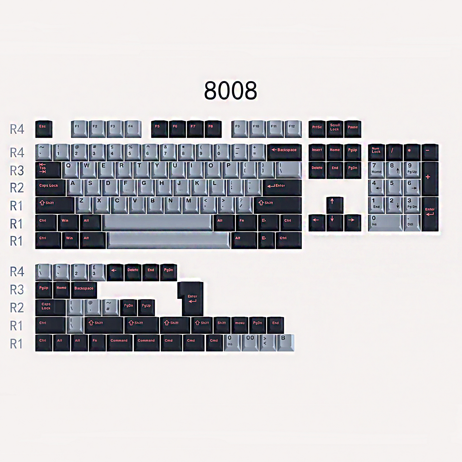 Tecsee ABS Keycaps Cherry Profile Dye Sub Mechanical Gaming Keyboard ...