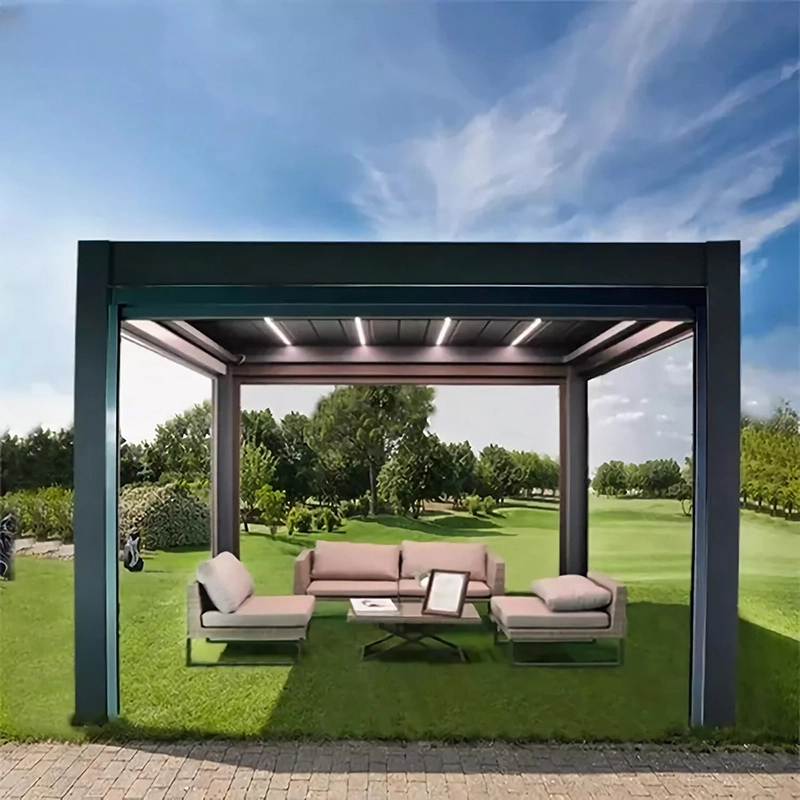 Widely Used Motorized Stainless Steel Pergola Garden Pergola Opening Roof Aluminum Electric Pergola 1