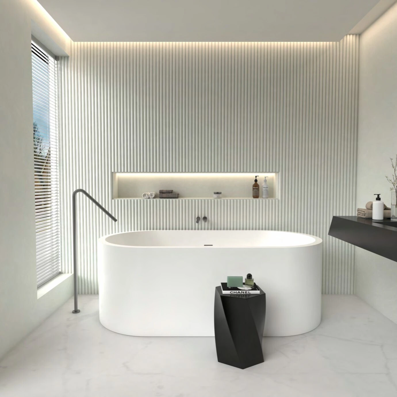 NAITRON Solid Surface White Bathtub MODEL: MIRO-103 1