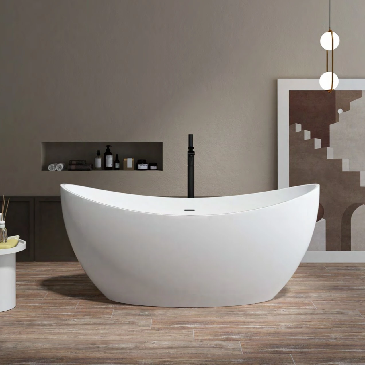 NAITRON Solid surface White bathtub MODEL：MIRO-107 1
