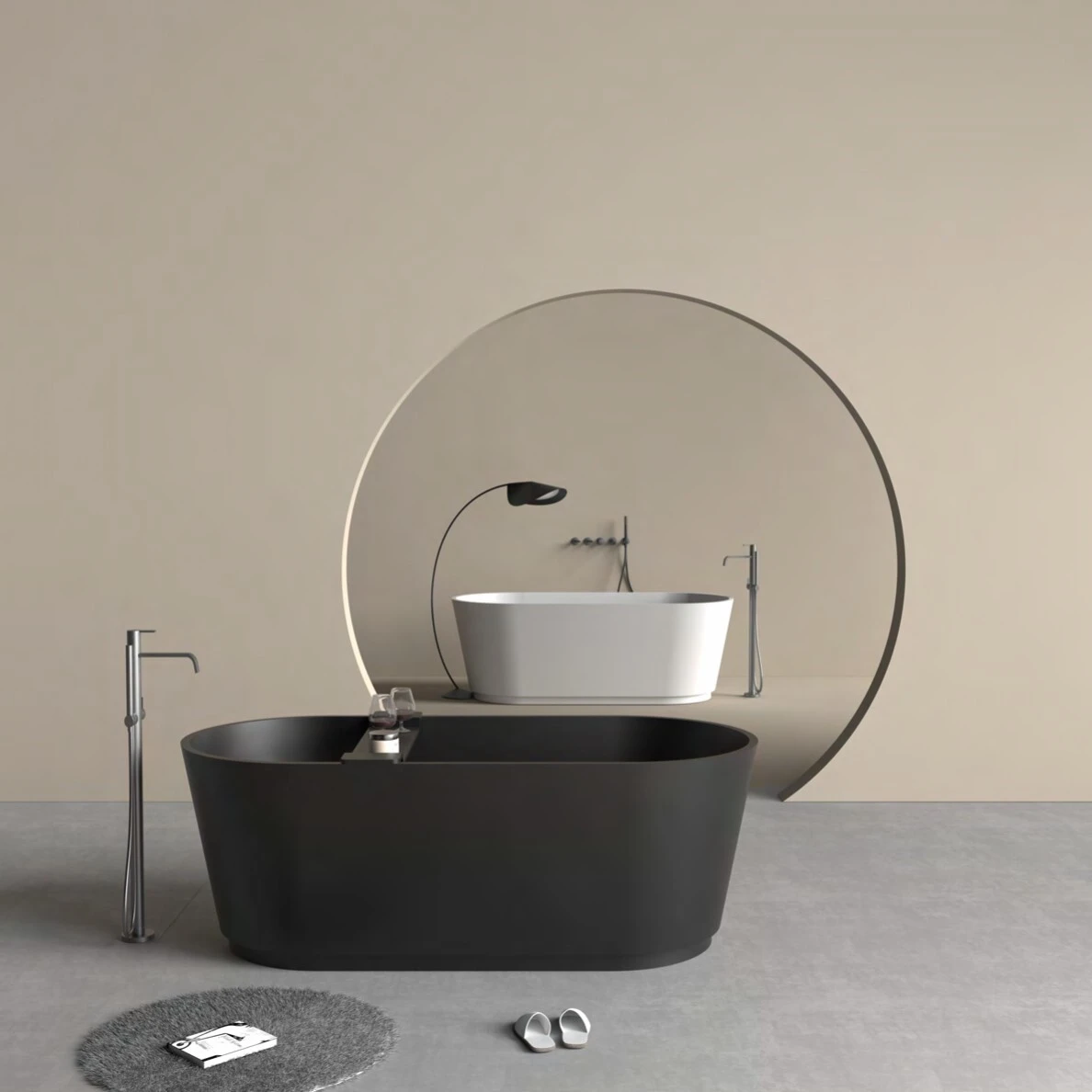 NAITRON Solid surface Black bathtub MODEL：MIRO-110 1