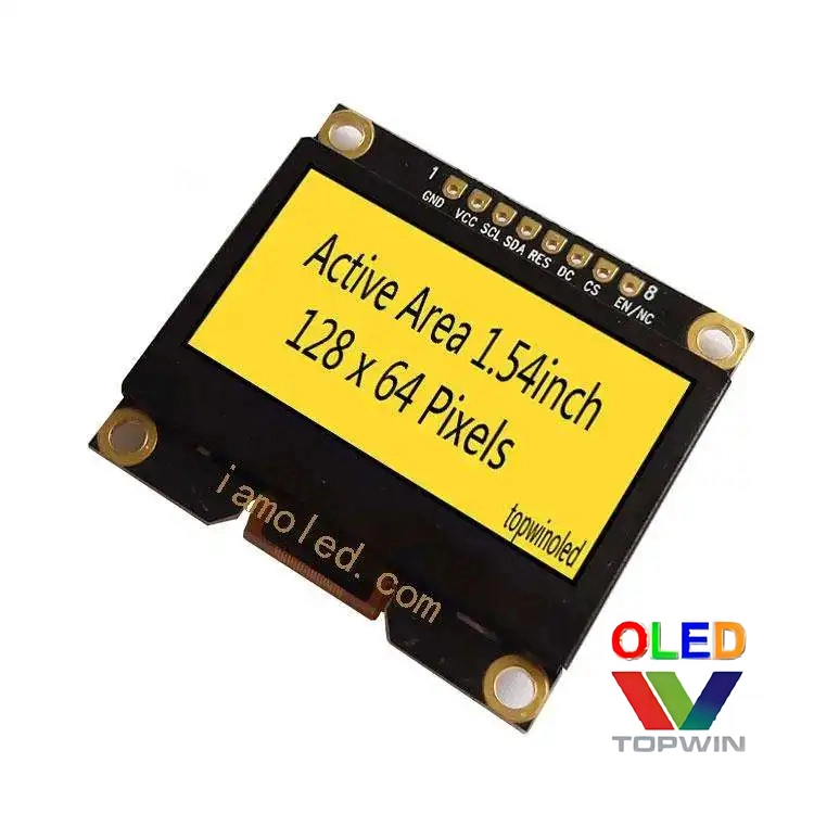 1.54inch oled display module SSD 1309 TW28640154C01 SPI +I2C Interface inside White/Blue /Yellow color 8pin 1