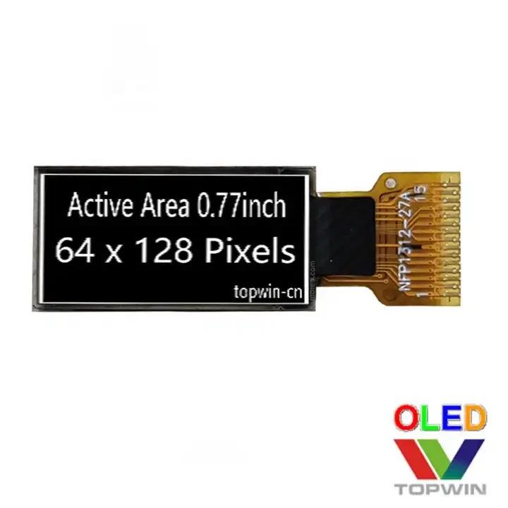 0.77inch oled display panel  I2C Interface IC SSD1312 Resolution 64x128 14pin 1