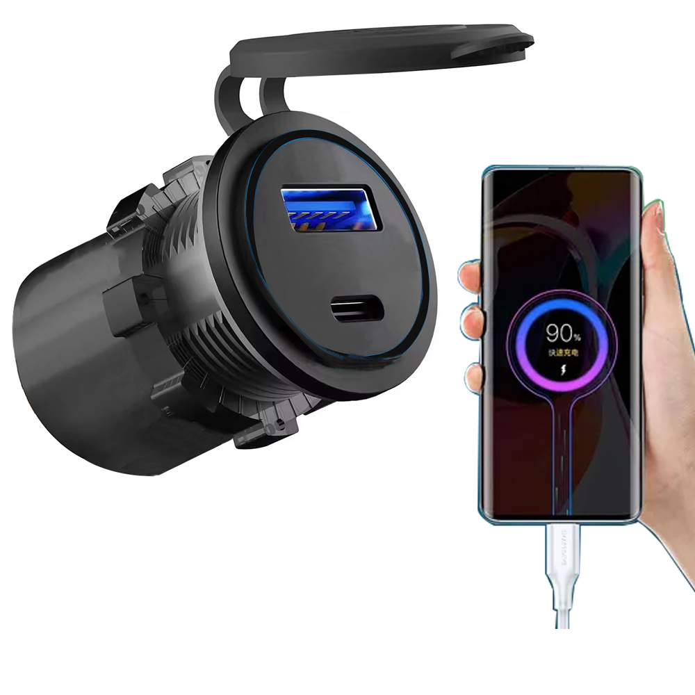 MOTORCYCLE USB CHARGER FAST CHARGING QC3.0 TYPE-C & TYPE-A - COL 001USB-1716973644401631 1