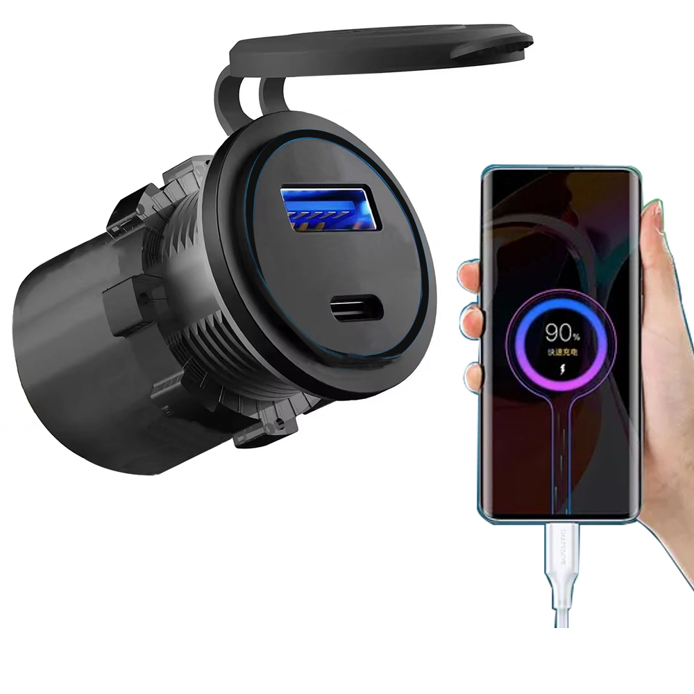 MOTORCYCLE USB CHARGER FAST CHARGING QC3.0 TYPE-C & TYPE-A - COL 001USB-1716973644401631 1