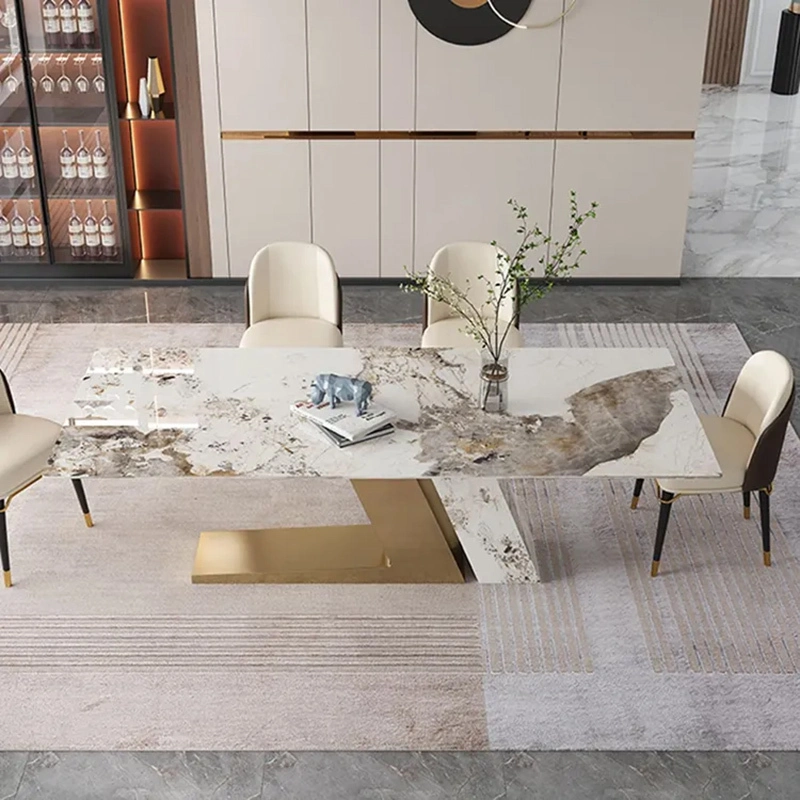 Italian modern rock table stainless steel table set 1
