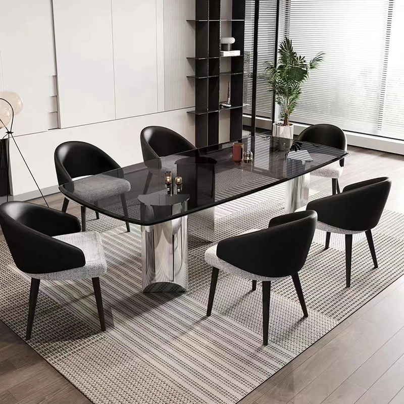 Light luxury suspension tempered glass dining table 1