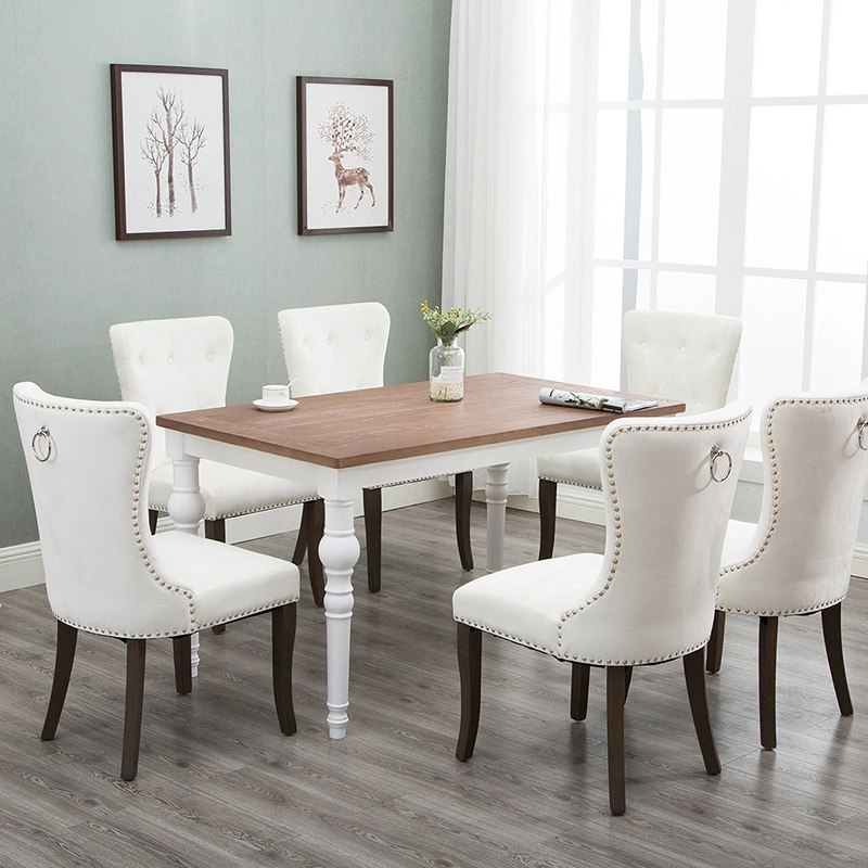 TOPMAX Dining Chair Tufted Armless Chair Upholstered Accent Chair, Set of 6 (Cream) 1