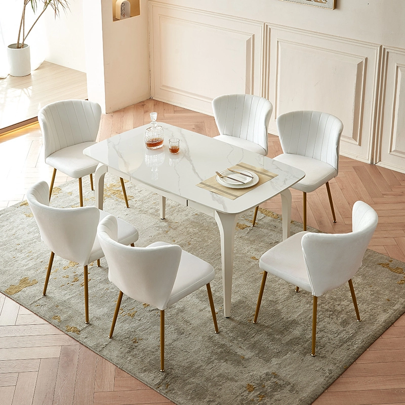 Little velvet dining room chair with gold metal legs 1