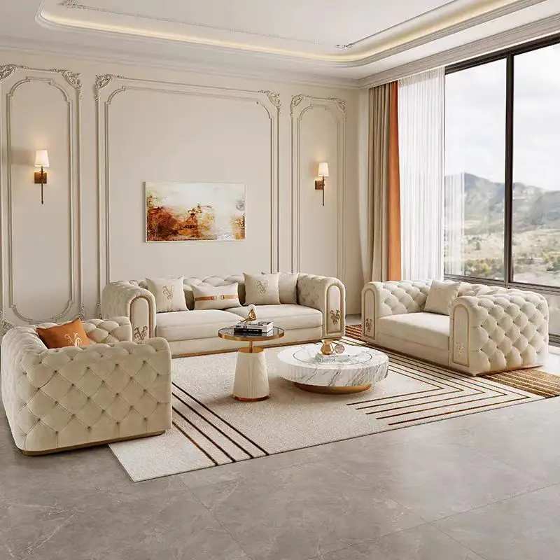 빈티지 가죽 소파 세트 Gersto Furniture 제조 3