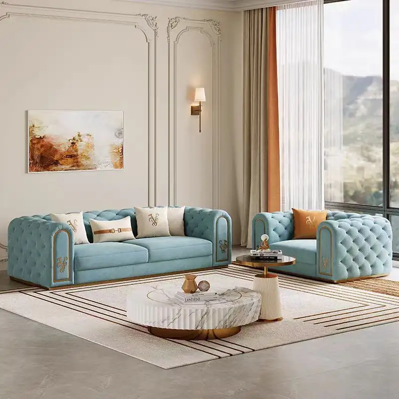 빈티지 가죽 소파 세트 Gersto Furniture 제조 4