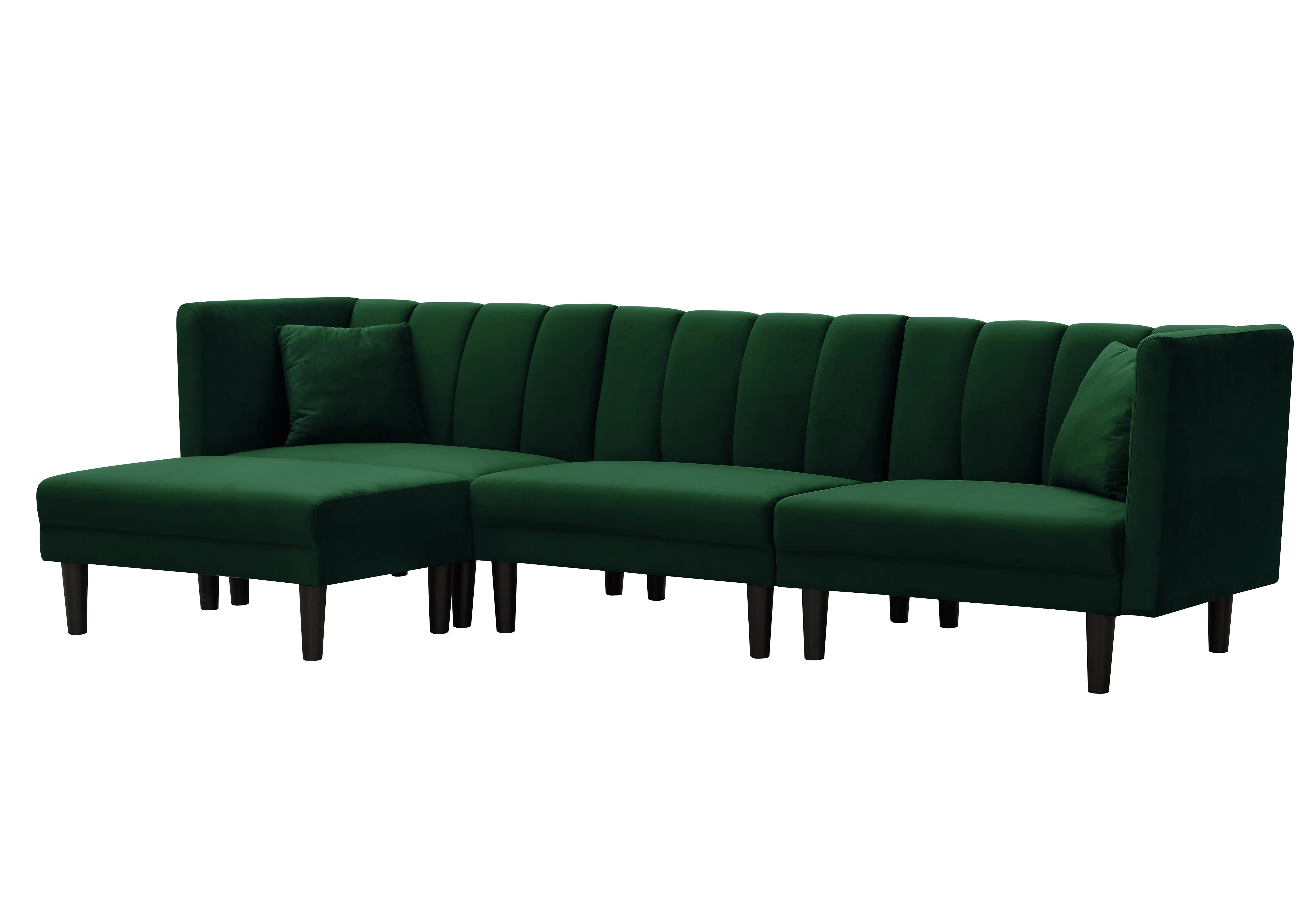Reversible Sectional Sofa Sleeper With 2 Pillows Dark Green Velvet 1