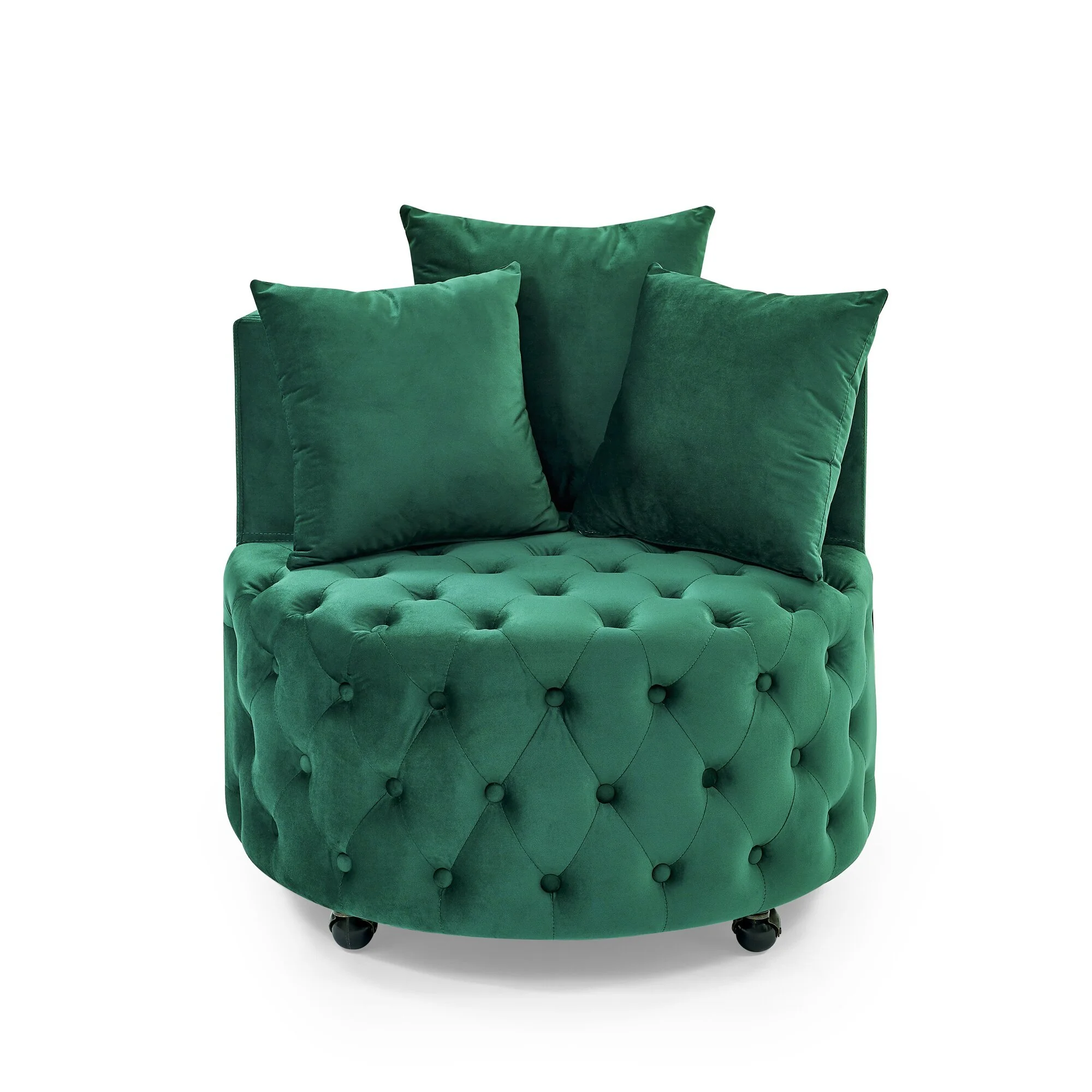 Cathaoirleach Swivel Upholstered Velvet don Seomra Maireachtála, le Dearadh Cnaipe agus Rothaí Sochorraithe, lena n-áirítear 3 phillow 1