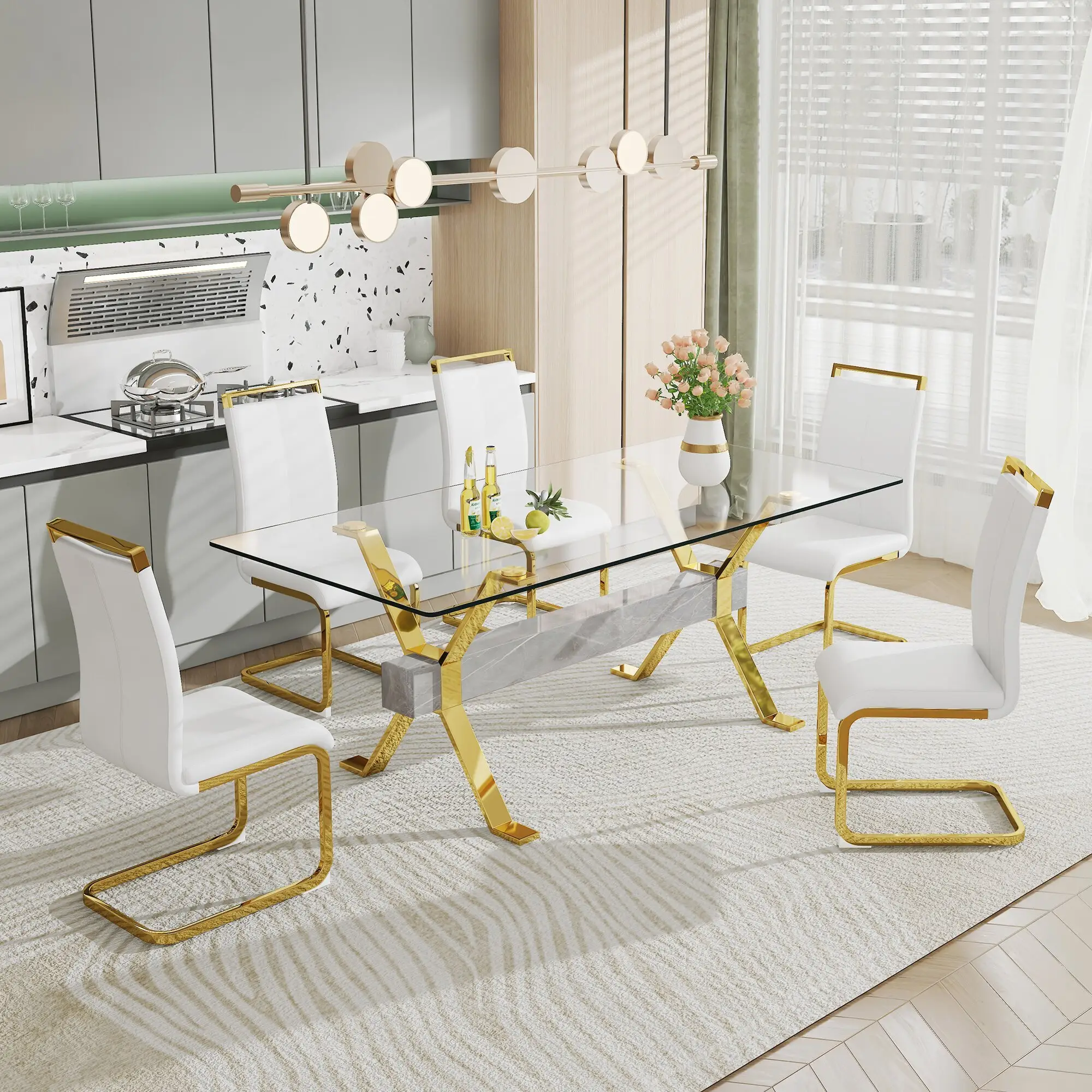 Gersto Furniture Brand Tempered Glass Dining Table Set Supplier 3