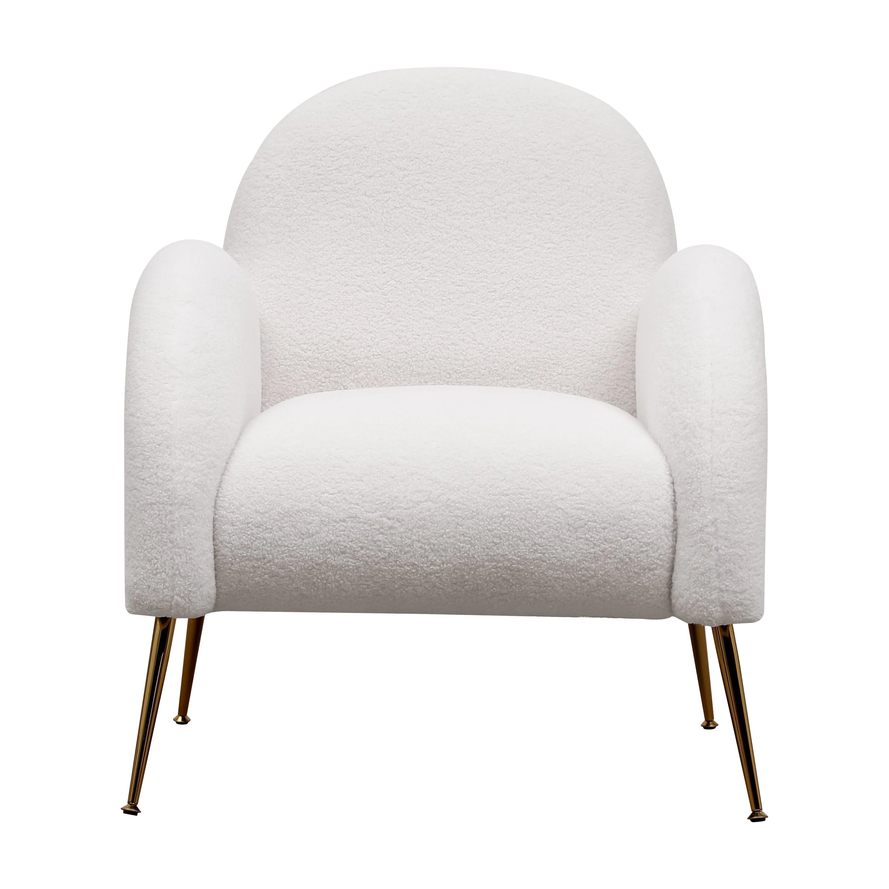 Accent Upholstered Single Chair White Sherpa Armchair with Golden Legs for living room, bedroom, office 1
