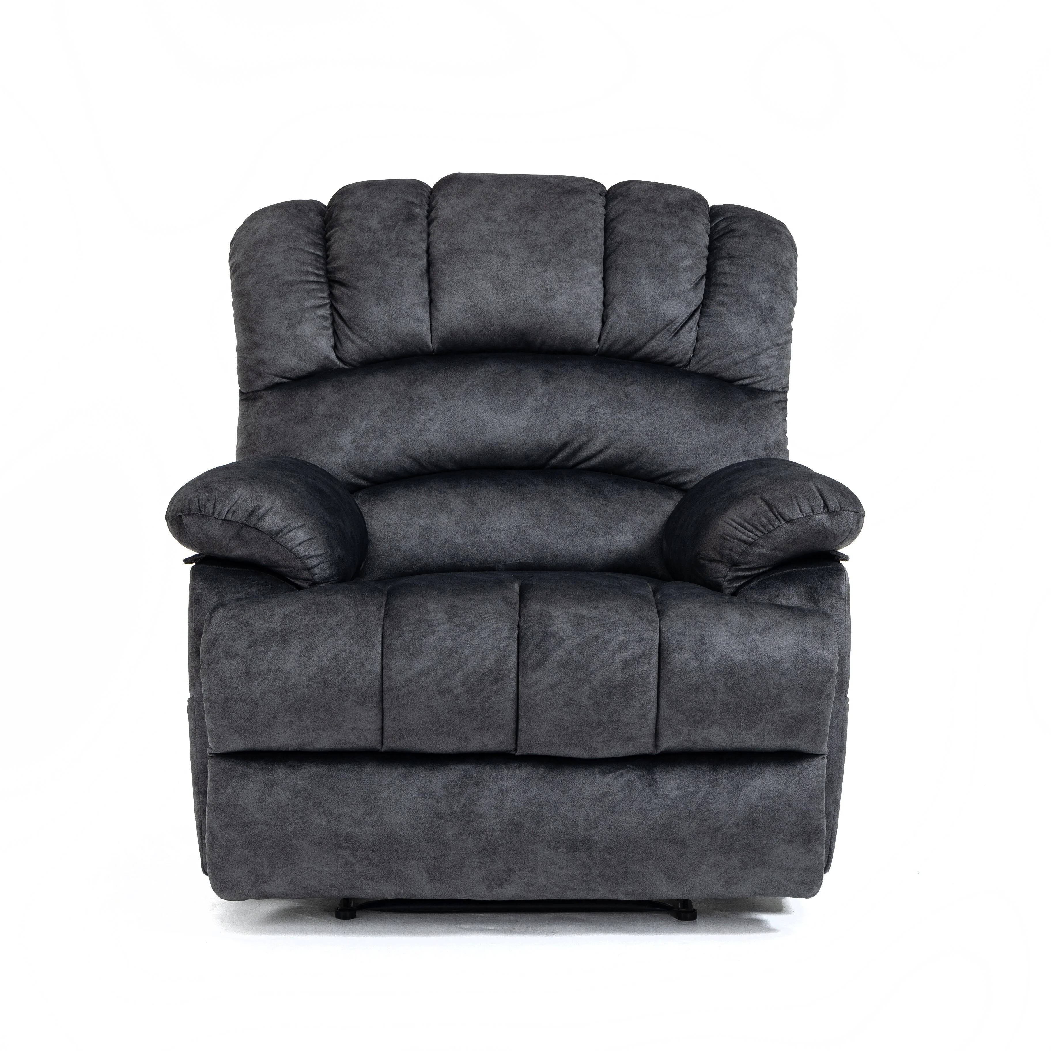 Large Manual Recliner Chair in Fabric for Living Room, Gray 1