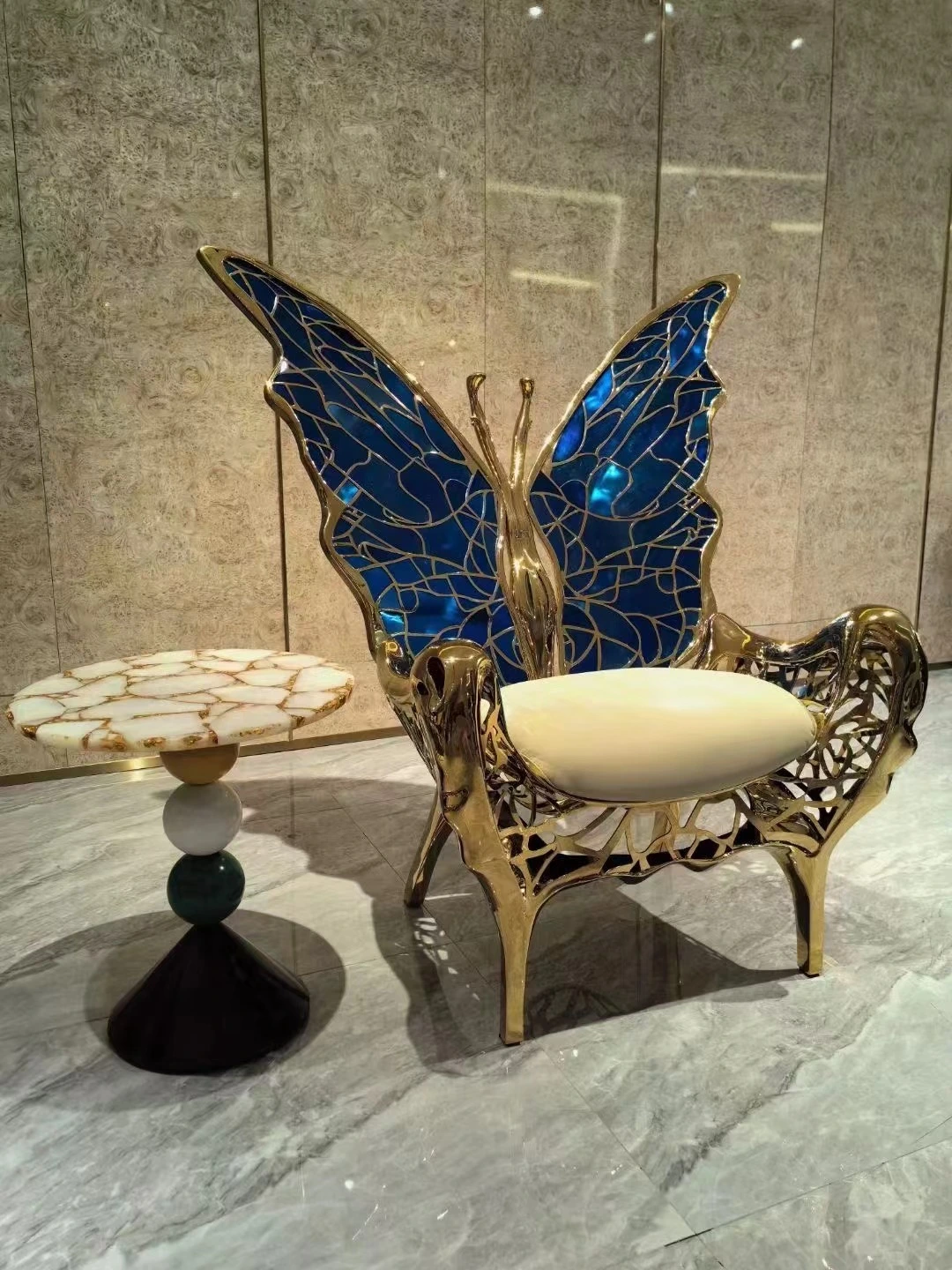 Nordic simple balcony light luxury leisure chair villa living room sofa chair dragon chair Italian light luxury chair 1