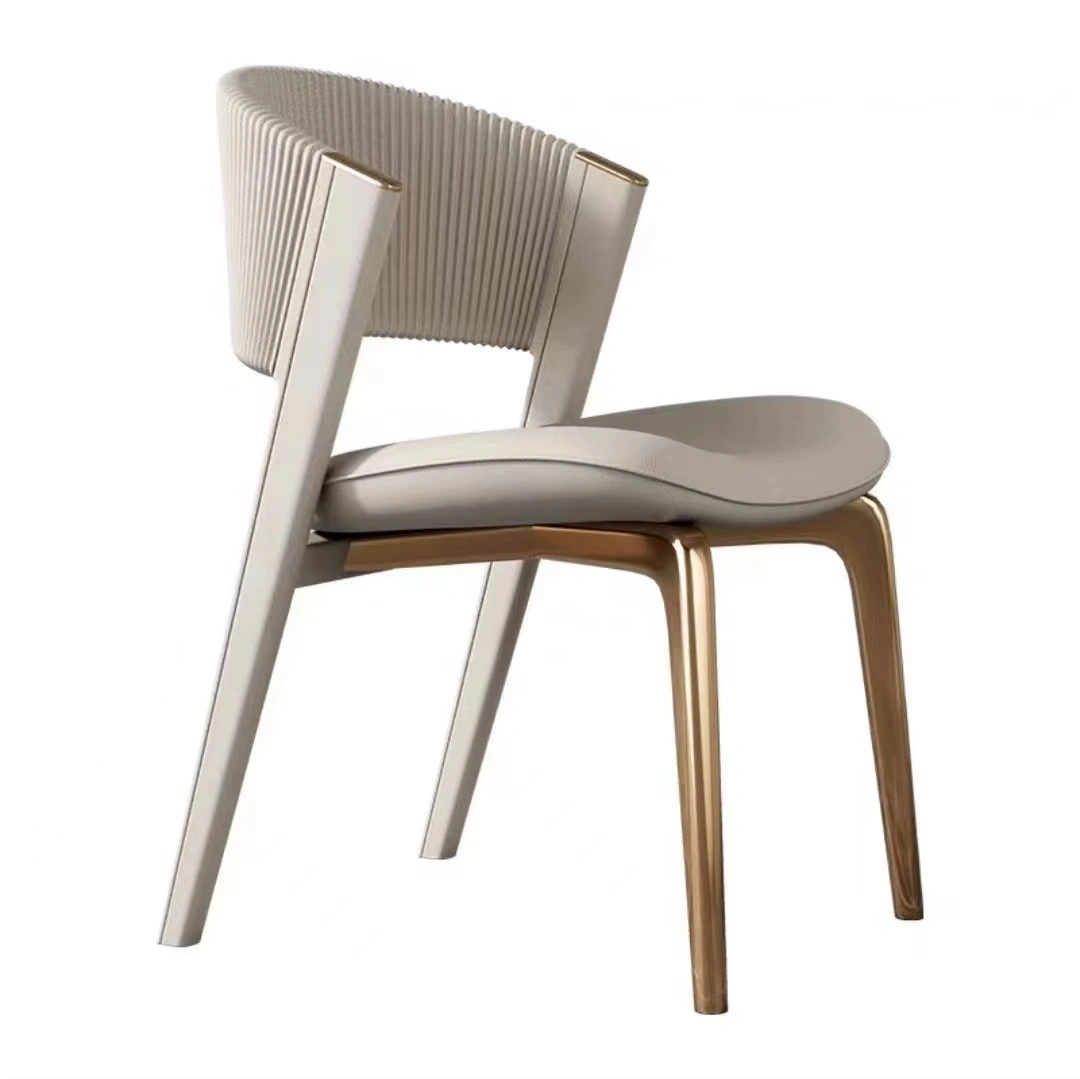 Italian light luxury dining chair modern simple home leather armchair back leisure chair 1