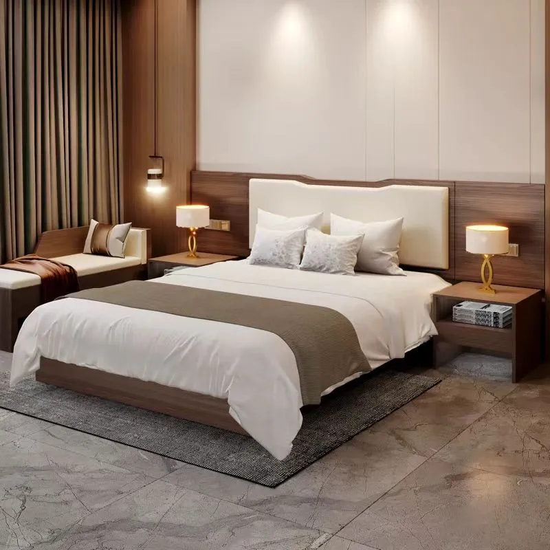 Hotel bed Hotel furniture standard room full set of twin beds five-star custom large bed apartment guest bed box 1