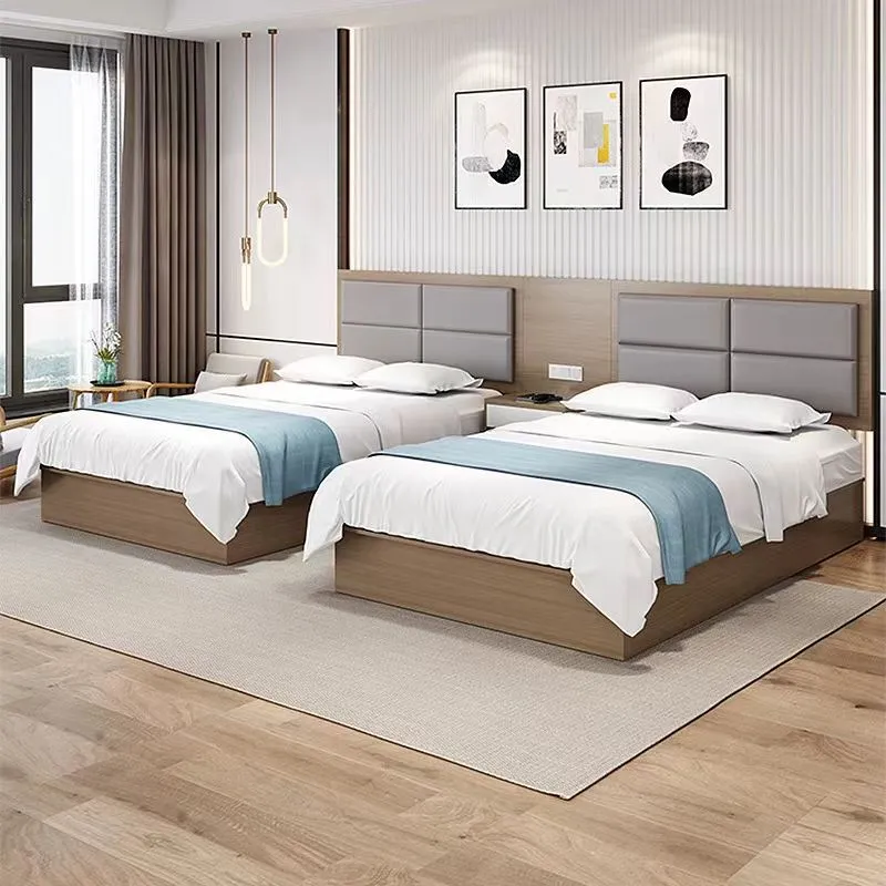 Mobilier d'hôtel chambre standard suite complète hôtel spécial grand lit Hanting star hôtel appartement client lit double personnalisé 1