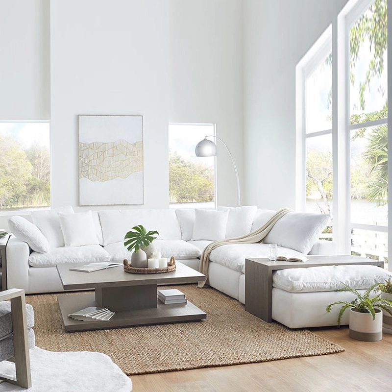 Canapé nuage nordique personnalisé en tissu léger de luxe, combinaison de modules wabi-sabi pour salon, peut être démonté et lavé 1