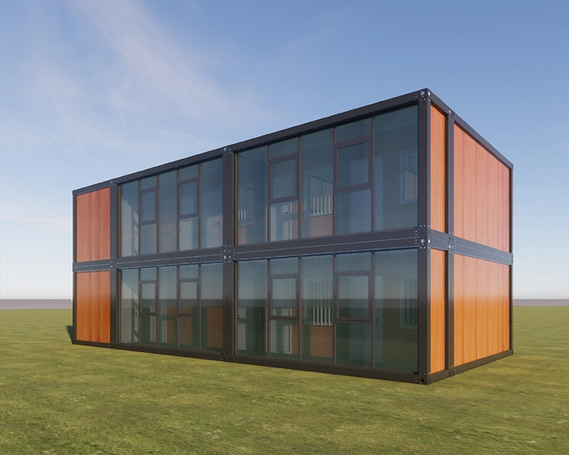 Modisches Fertighaus-Design mit Glasfront und Büro 1