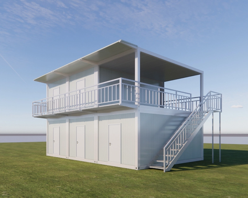 Casa pré-fabricada transformada em dormitório de 2 andares 1