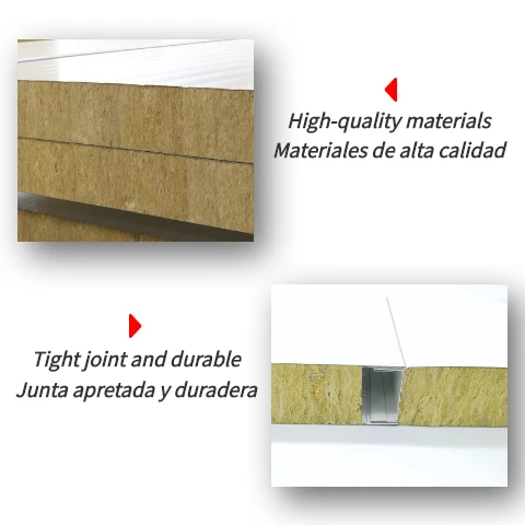 Lightweight Prefab Fire-proof Sound Proof Rock Wool Sandwich Wall Panel For External Wall 3