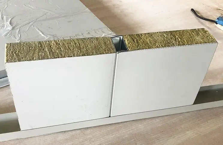Lightweight Prefab Fire-proof Sound Proof Rock Wool Sandwich Wall Panel For External Wall 7