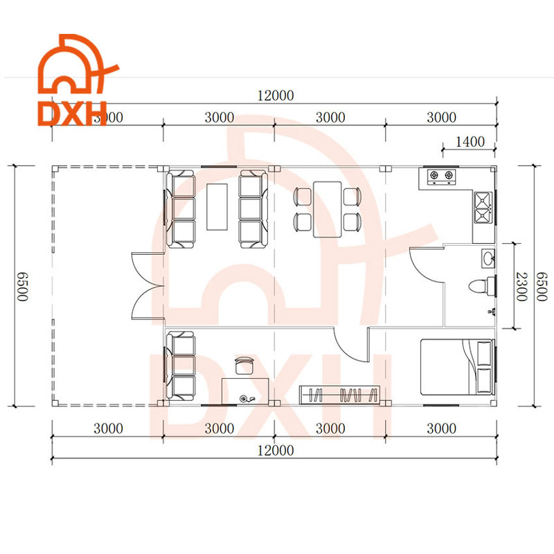 Rumah Kontainer Datar 30 kaki dengan Atap 6