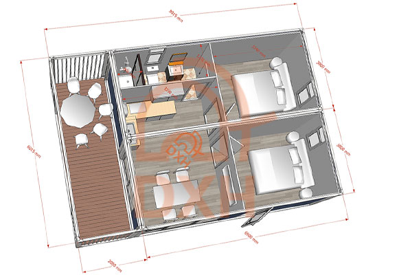 Plantas de quartos em casas container | Casa container DXH