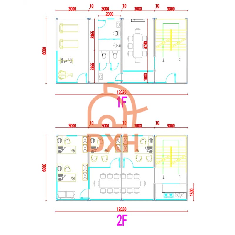 2-qatî-Modular-Ofûs-Avanî-Qat-Plan-Dêzayn