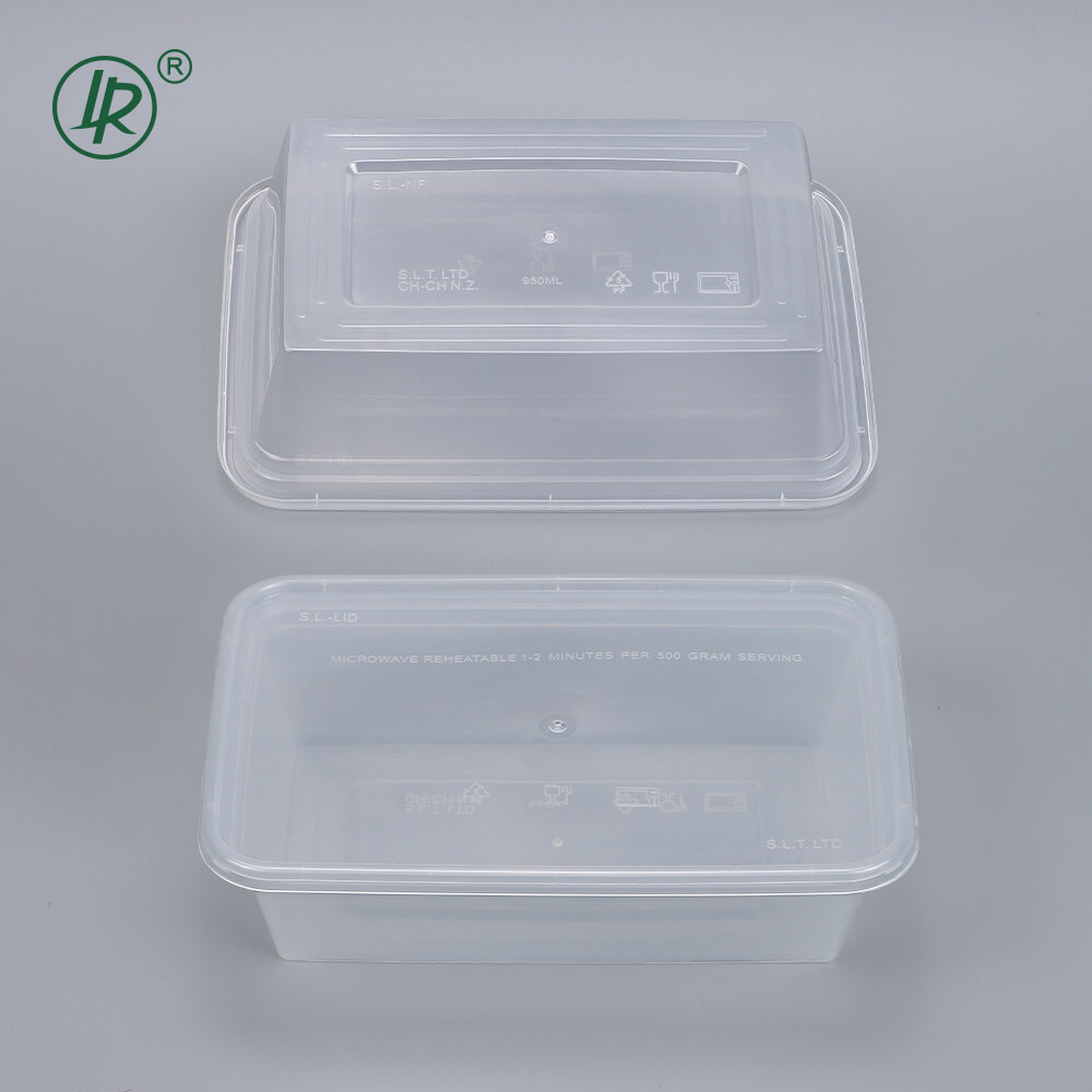 Clear 750 ml microwavable plastic food container 