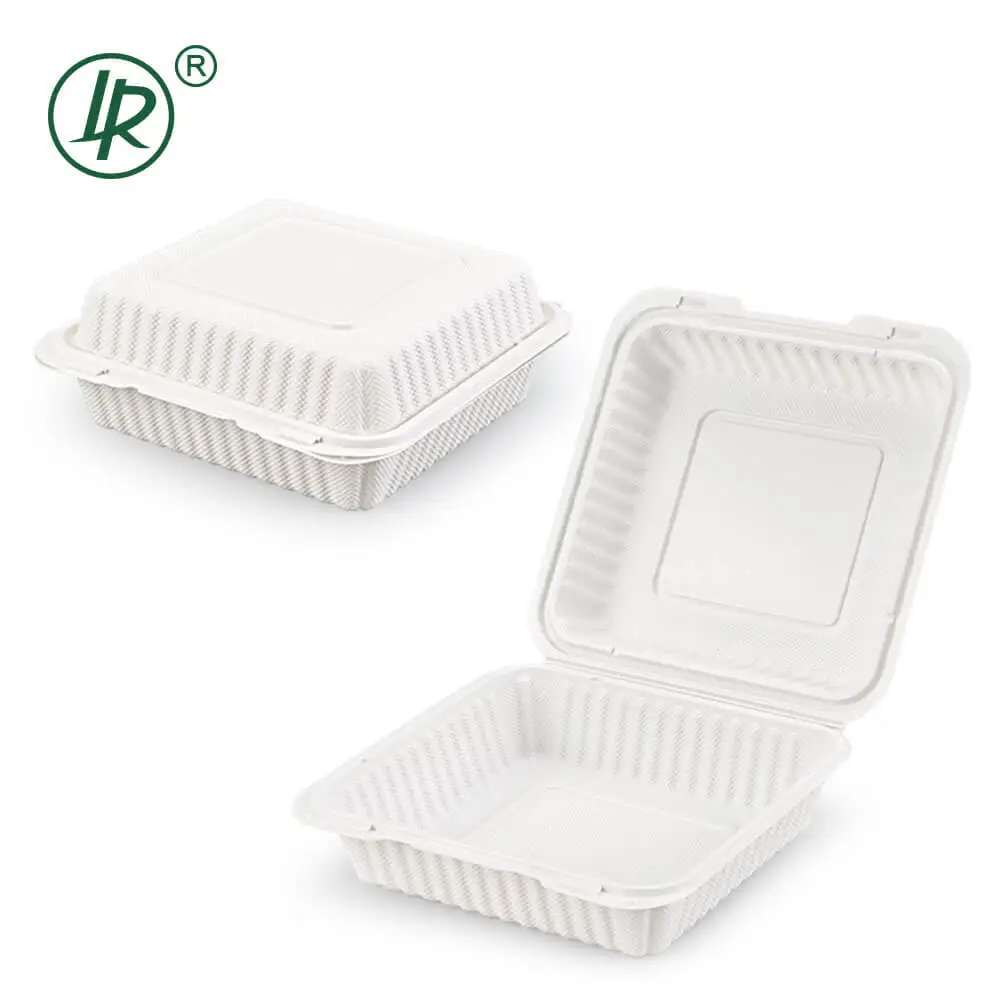 Контейнер для еды на вынос, раскладной, 23 см x 23 см, белый, из МПП, с откидной крышкой, 1 отделение. 1